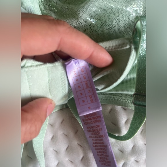 NWT Savage X Fenty Bustier Women Size M Going Platinum Mesh Green Mist Shimmer - Picture 4 of 9